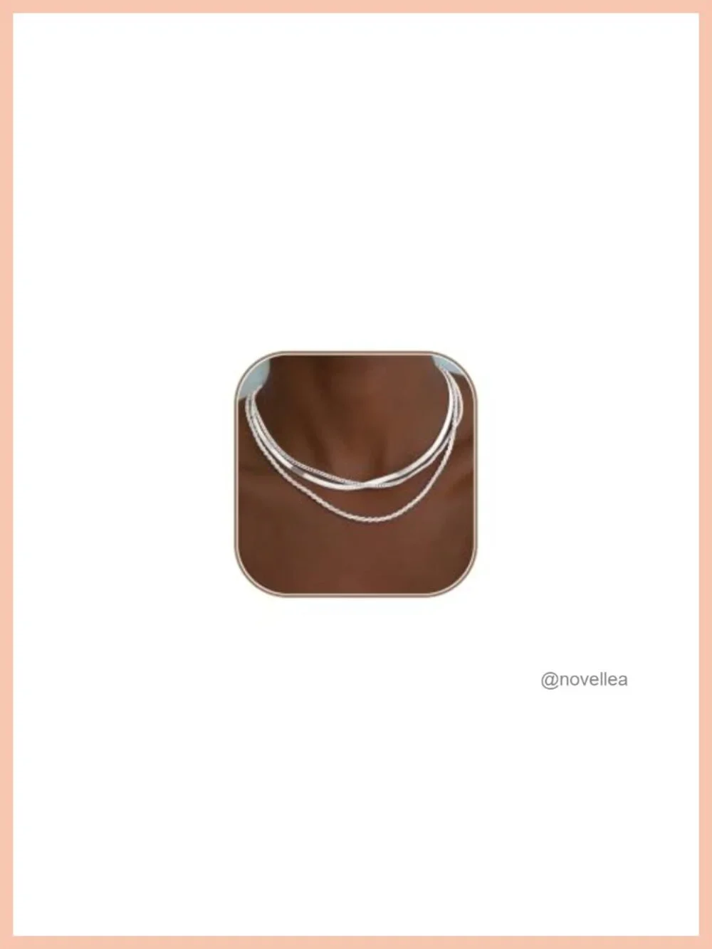 3 Piece Layered Necklace Set, 925 Sterling Silver Plated Brass Herringbone Rope